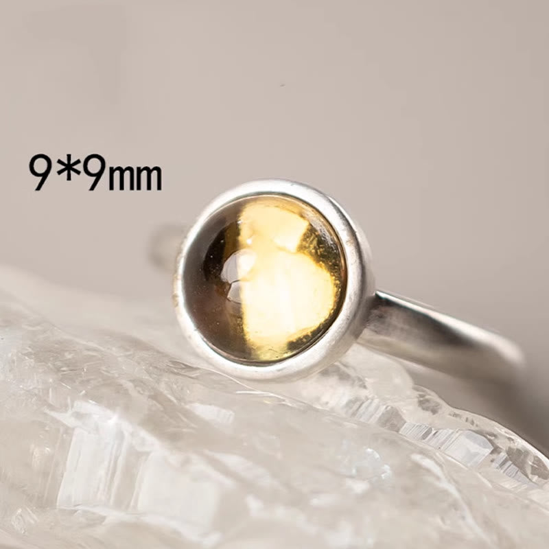 Buddha Stones Natural 925 Sterling Silver Prehnite Citrine Adjustable Happiness Ring - image 12