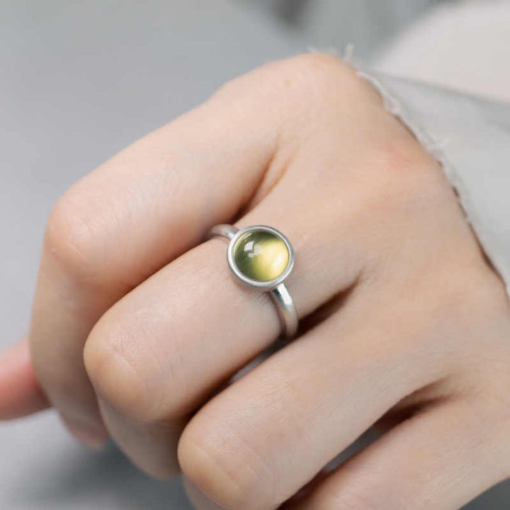 Buddha Stones Natural 925 Sterling Silver Prehnite Citrine Adjustable Happiness Ring - image 8