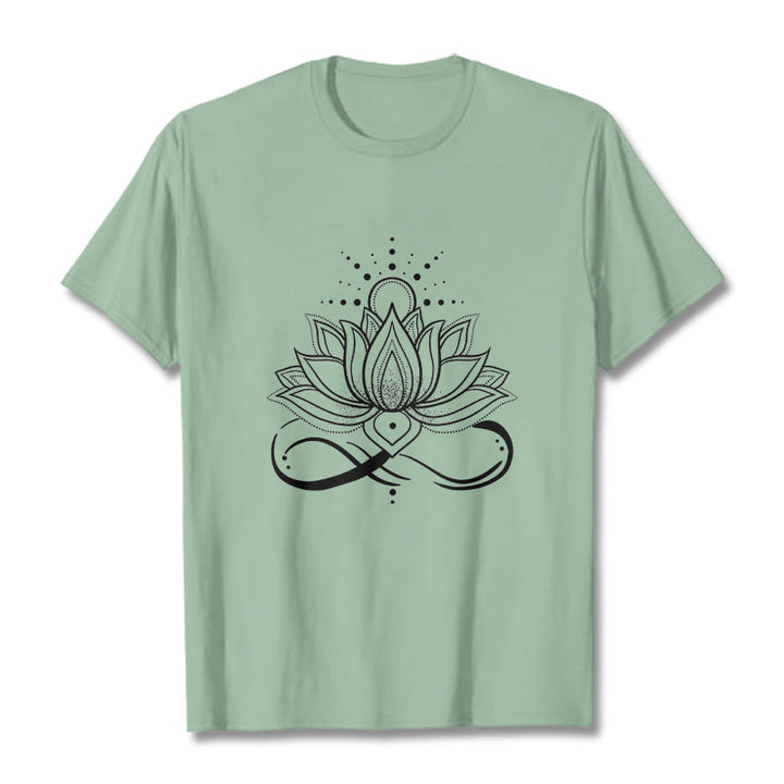 Buddha Stones Lotus Flower Sun Design Tee T-shirt - PaleGreen - 2XL - image 14