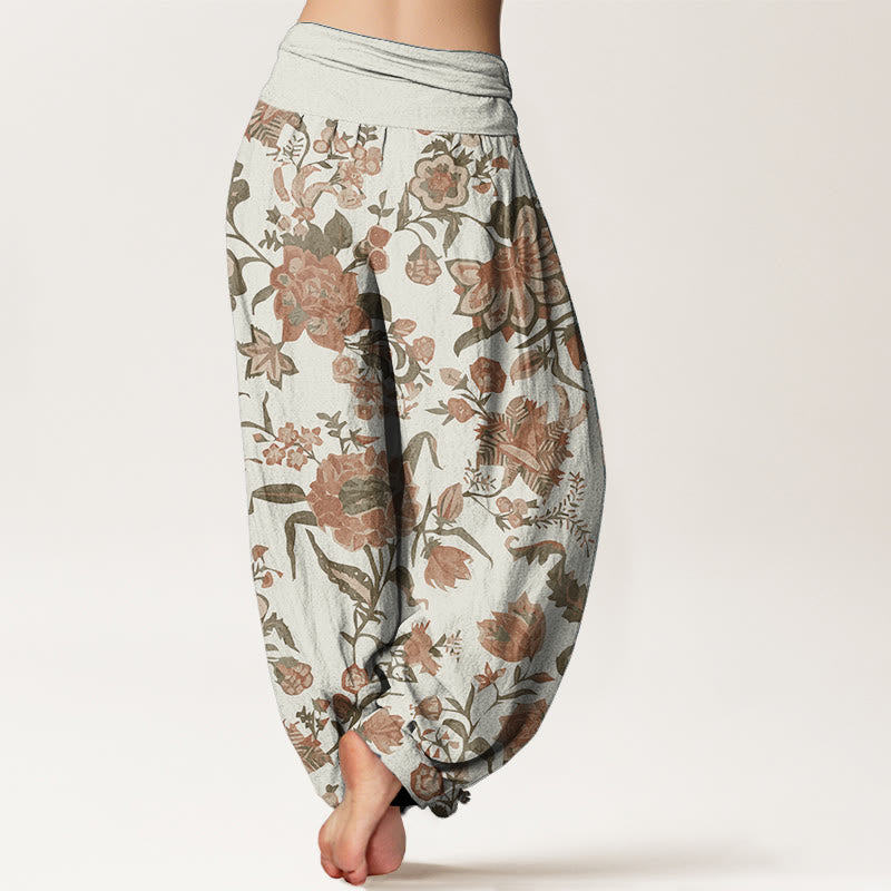 Buddha Stones Pure Cotton Sunflower Pattern Women's Elastic Waist Harem Pants - image 1