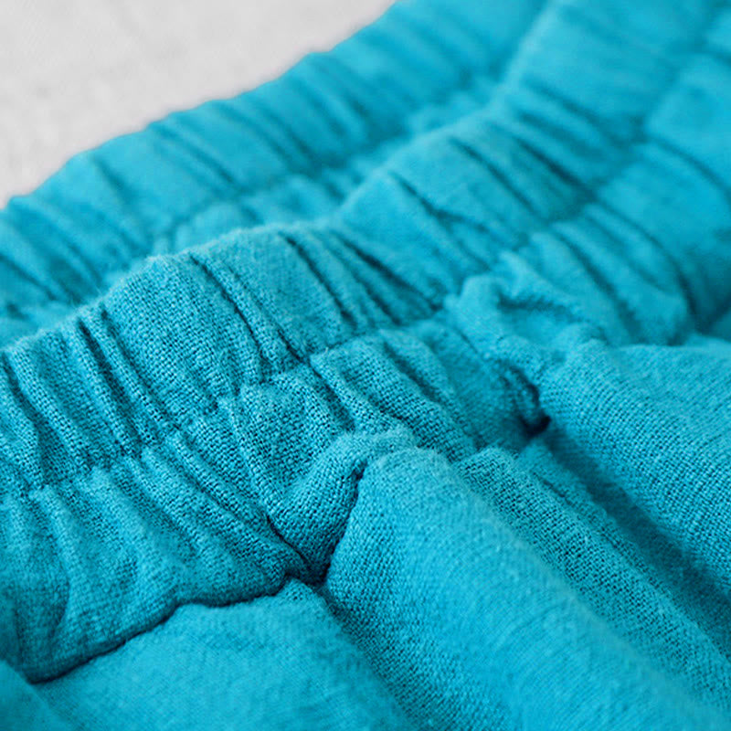 Buddha Stones Casual Plain 7-8 Length Women's Cotton Linen Harem Pants With Pockets - image 13