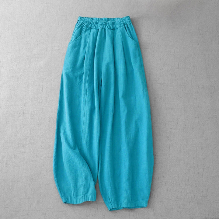 Buddha Stones Casual Plain 7-8 Length Women's Cotton Linen Harem Pants With Pockets - DarkTurquoise - US8-10,UK/AU12-14,EU40-42 (2XL) - image 11