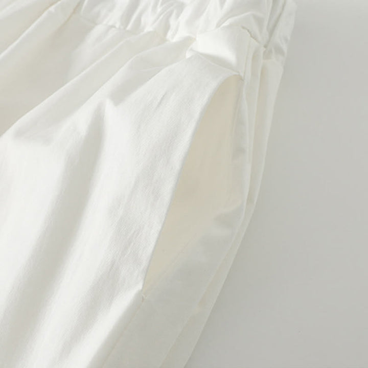 Buddha Stones Artistic Commute Pure Color Ruffled Hem Design Women's Cotton Linen Pants With Pockets - image 3