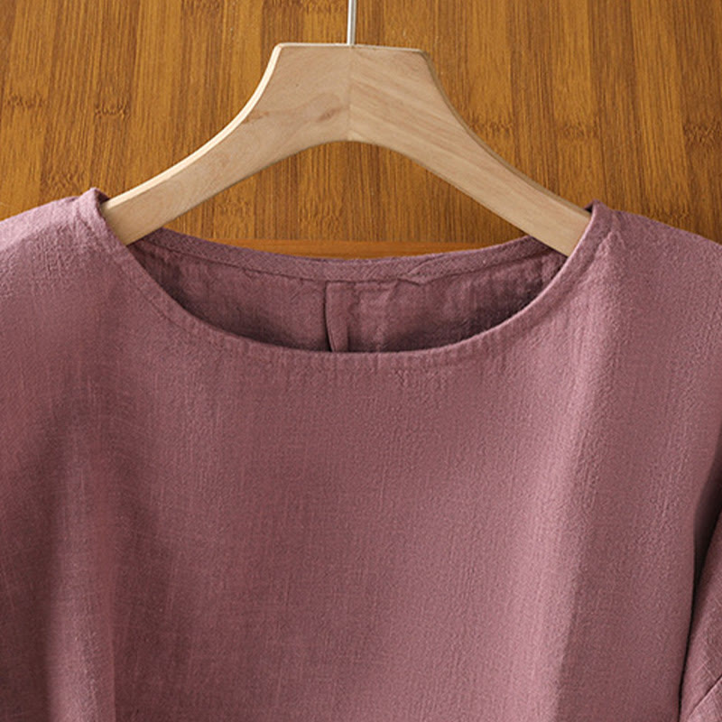 Buddha Stones Casual Summer Plain Crew Neck Women's  Cotton Short Sleeve T-Shirt - image 2