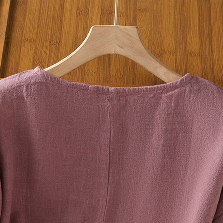 Buddha Stones Casual Summer Plain Crew Neck Women's  Cotton Short Sleeve T-Shirt - image 3