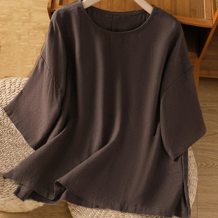 Buddha Stones Casual Summer Plain Crew Neck Women's  Cotton Short Sleeve T-Shirt - image 14