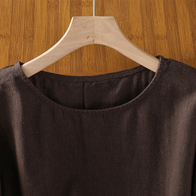 Buddha Stones Casual Summer Plain Crew Neck Women's  Cotton Short Sleeve T-Shirt - image 17