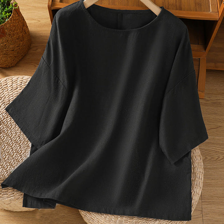 Buddha Stones Casual Summer Plain Crew Neck Women's  Cotton Short Sleeve T-Shirt - image 20