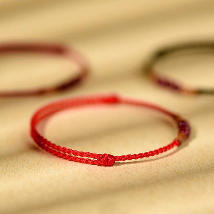 Buddha Stones Cinnabar Beads Peach Wood Blessing String Bracelet - image 4