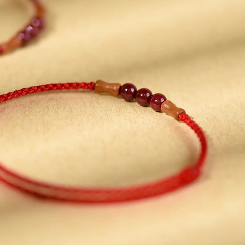Buddha Stones Cinnabar Beads Peach Wood Blessing String Bracelet - image 2