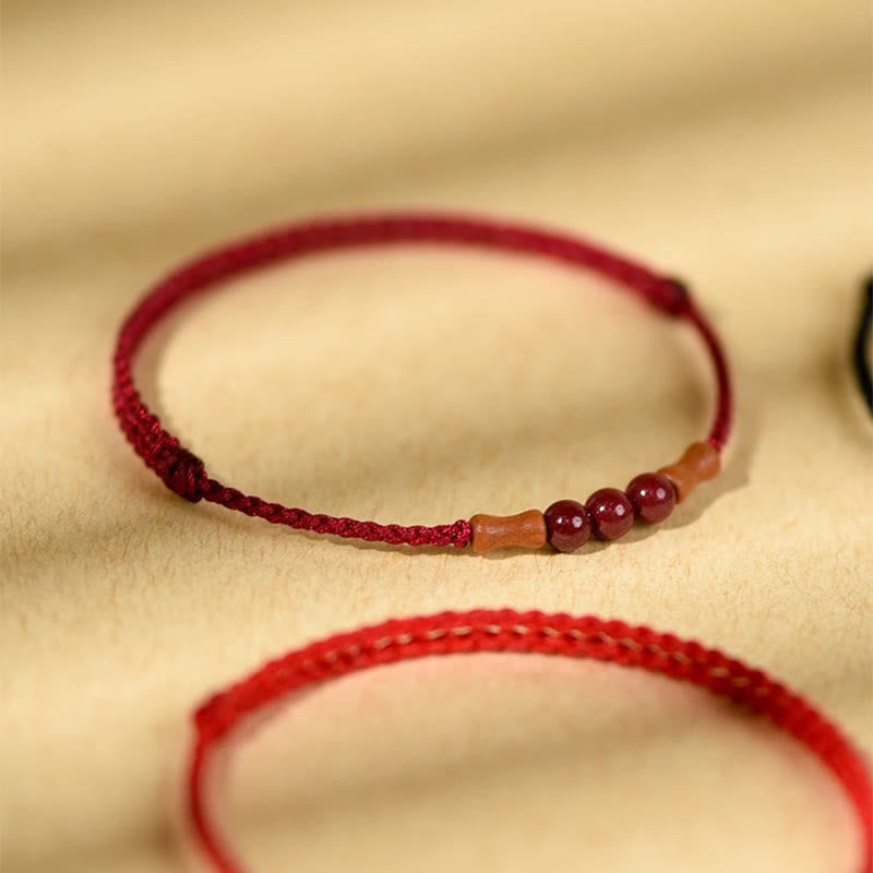 Buddha Stones Cinnabar Beads Peach Wood Blessing String Bracelet - image 13