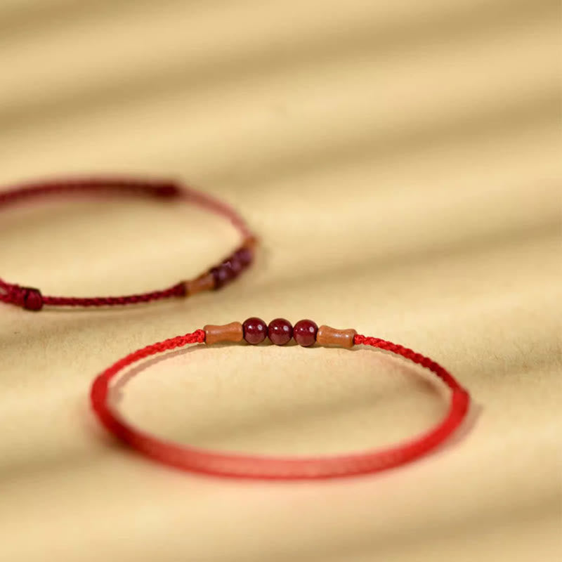 Buddha Stones Cinnabar Beads Peach Wood Blessing String Bracelet - image 17