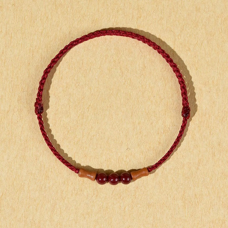 Buddha Stones Cinnabar Beads Peach Wood Blessing String Bracelet - Dark Red(Wrist Circumference: 14-18cm) - image 10