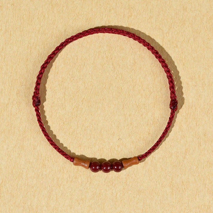 Buddha Stones Cinnabar Beads Peach Wood Blessing String Bracelet - Dark Red(Wrist Circumference: 14-18cm) - image 10