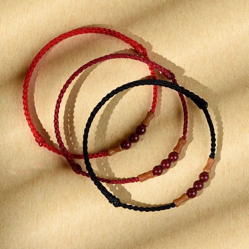 Buddha Stones Cinnabar Beads Peach Wood Blessing String Bracelet - image 15