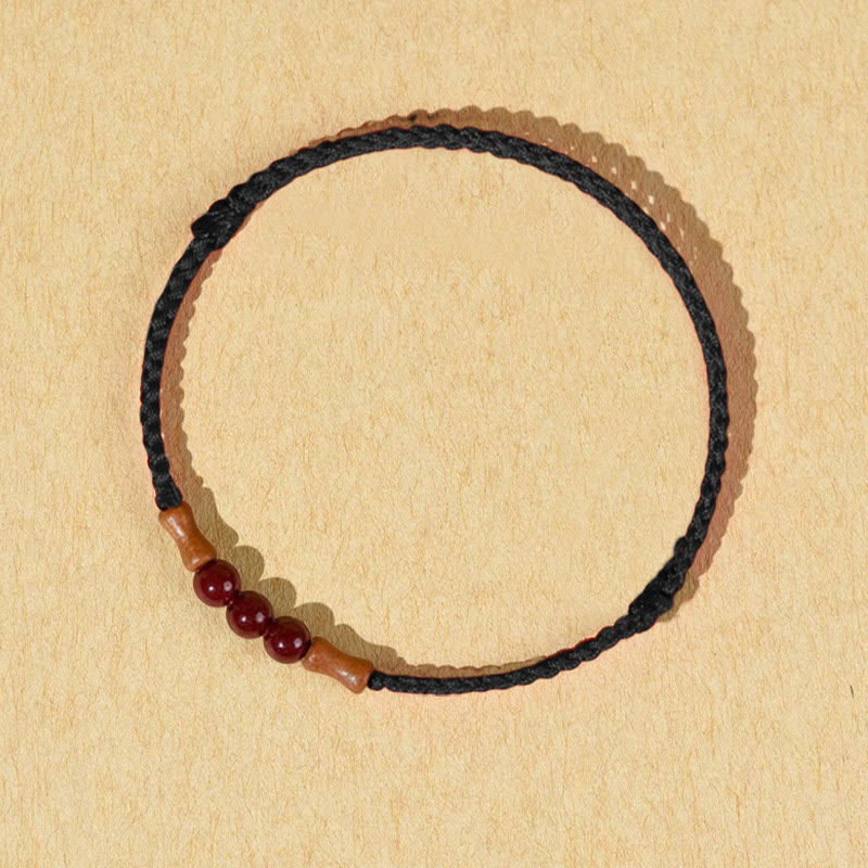 Buddha Stones Cinnabar Beads Peach Wood Blessing String Bracelet - Black(Wrist Circumference: 14-18cm) - image 14