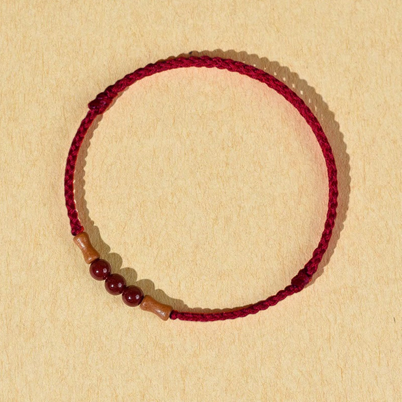 Buddha Stones Cinnabar Beads Peach Wood Blessing String Bracelet - image 11