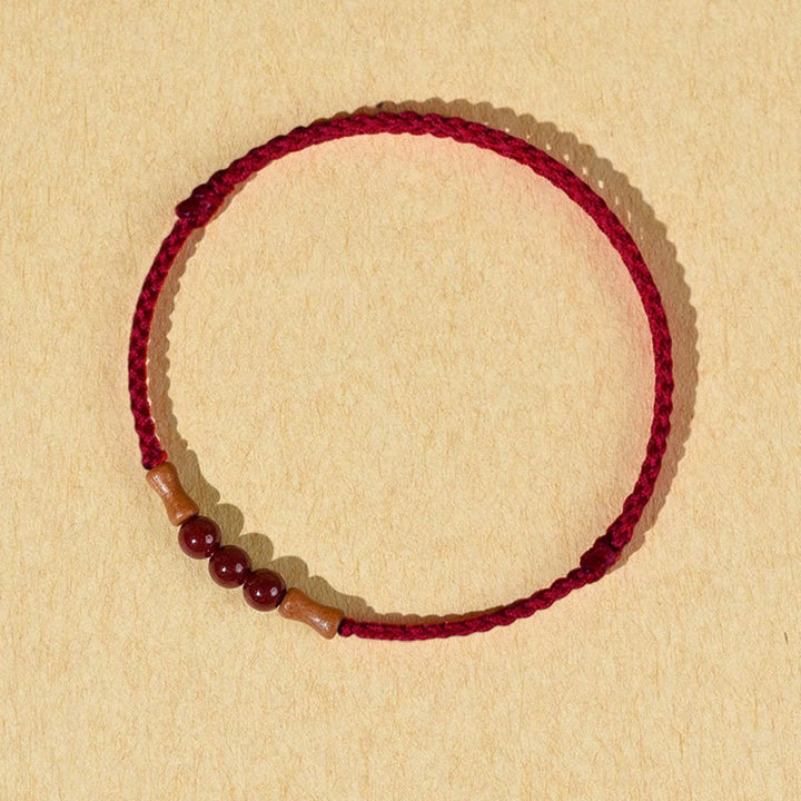 Buddha Stones Cinnabar Beads Peach Wood Blessing String Bracelet - image 11