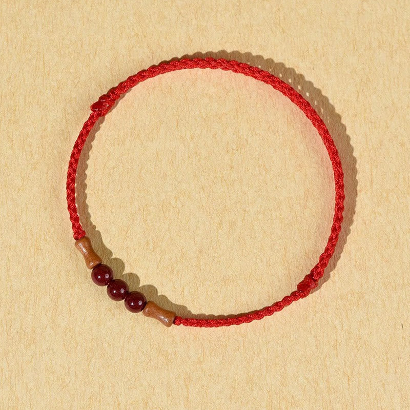 Buddha Stones Cinnabar Beads Peach Wood Blessing String Bracelet - Red(Wrist Circumference: 14-18cm) - image 1