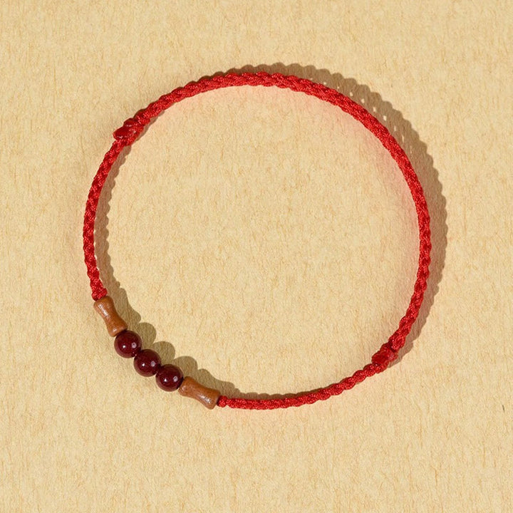 Buddha Stones Cinnabar Beads Peach Wood Blessing String Bracelet - Red(Wrist Circumference: 14-18cm) - image 1