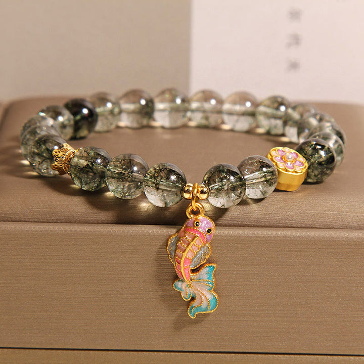 Buddha Stones Green Phantom Koi Fish Lucky Bracelet - Green Phantom(Wrist Circumference 14-16cm) - image 0