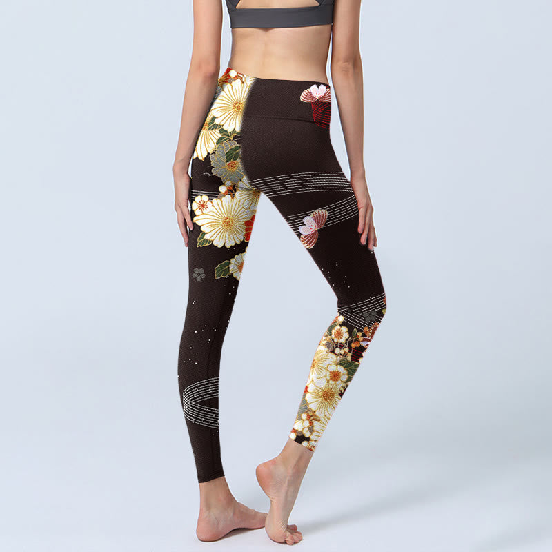 Buddha Stones Floral Butterfly Pattern Print Gym Leggings Women's Yoga Pants - image 3