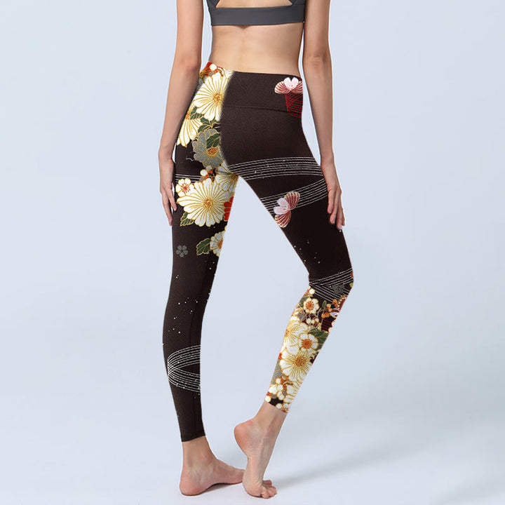 Buddha Stones Floral Butterfly Pattern Print Gym Leggings Women's Yoga Pants - image 3