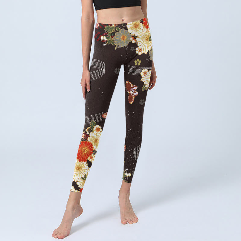 Buddha Stones Floral Butterfly Pattern Print Gym Leggings Women's Yoga Pants - image 5