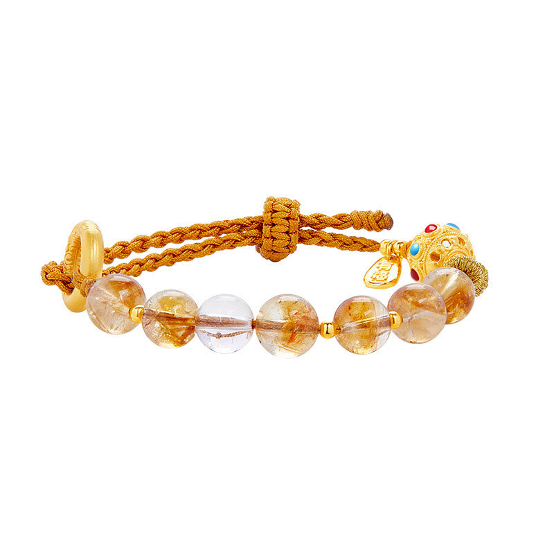 Buddha Stones 925 Sterling Silver Natural Citrine White Crystal Peace Buckle Meaning Fu Character Protection Braided String Bracelet - image 13