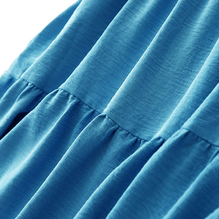 Buddha Stones Casual Plain Handmade Lace-up Midi Dress Cotton Linen Sleeveless Dress With Pockets - image 4