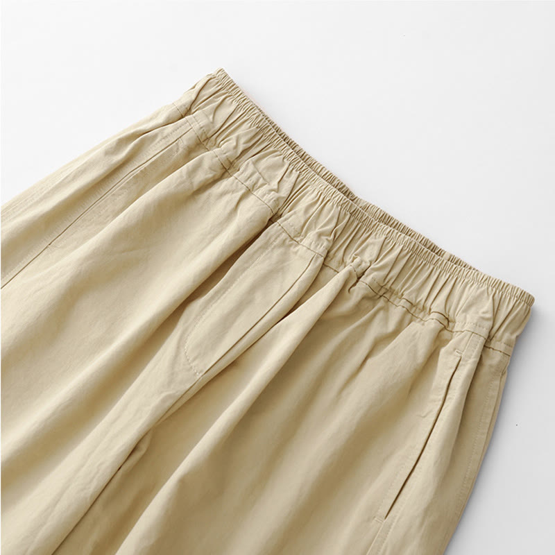 Buddha Stones Spring Commute Solid Color High Waist Women's Wide Leg Cotton Linen Pants With Pockets - image 18