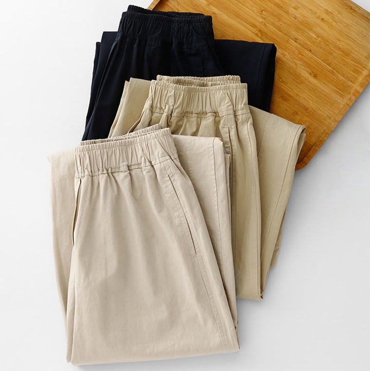 Buddha Stones Spring Commute Solid Color High Waist Women's Wide Leg Cotton Linen Pants With Pockets - image 25