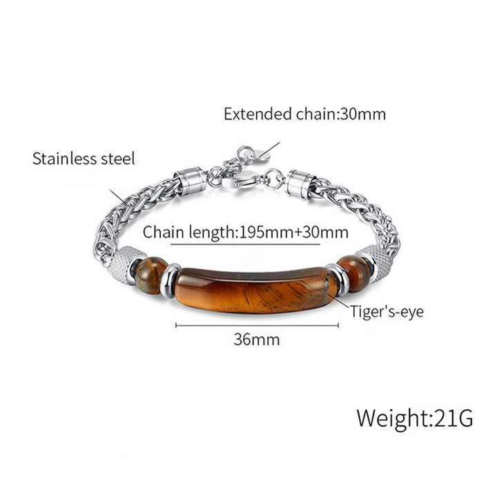 Buddha Stones Tiger Eye Black Obsidian Stone Titanium Steel Strength Buckle Bracelet - image 8