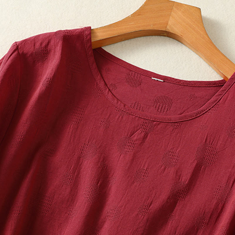 Buddha Stones Plain Crew Neck Design Women's Cotton Loose Short Sleeves Shirt - image 15