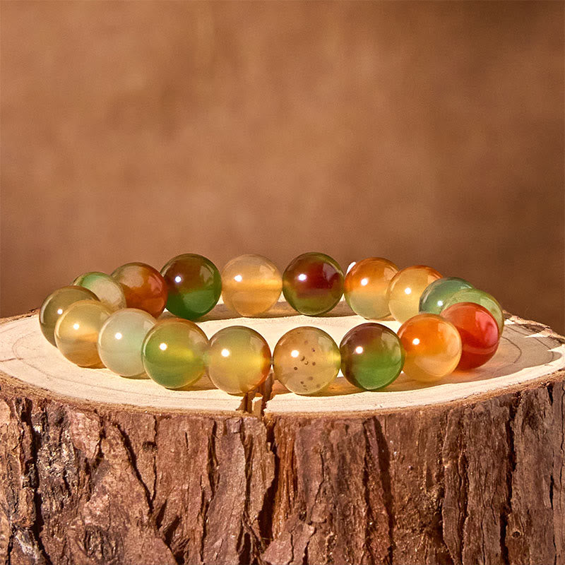 Buddha Stones Natural Colorful Peacock Agate Courage Purify Bracelet - image 2