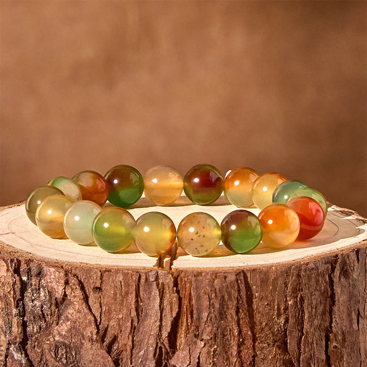 Buddha Stones Natural Colorful Peacock Agate Courage Purify Bracelet - image 2