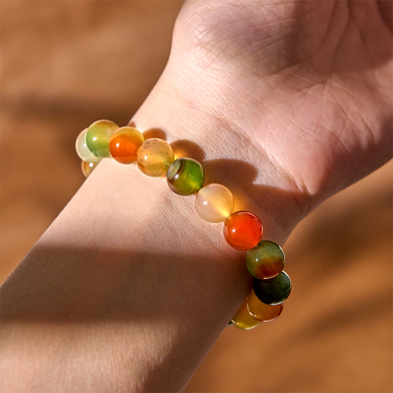 Buddha Stones Natural Colorful Peacock Agate Courage Purify Bracelet - image 4