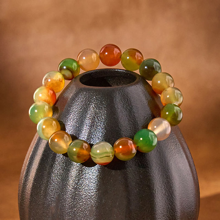 Buddha Stones Natural Colorful Peacock Agate Courage Purify Bracelet - image 3