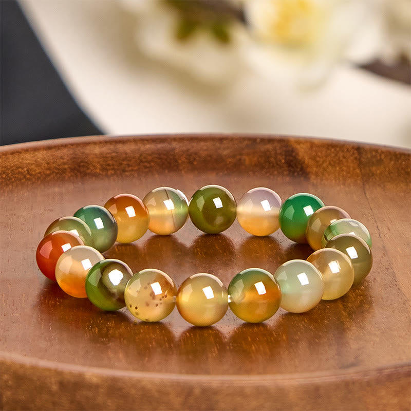 Buddha Stones Natural Colorful Peacock Agate Courage Purify Bracelet - image 1