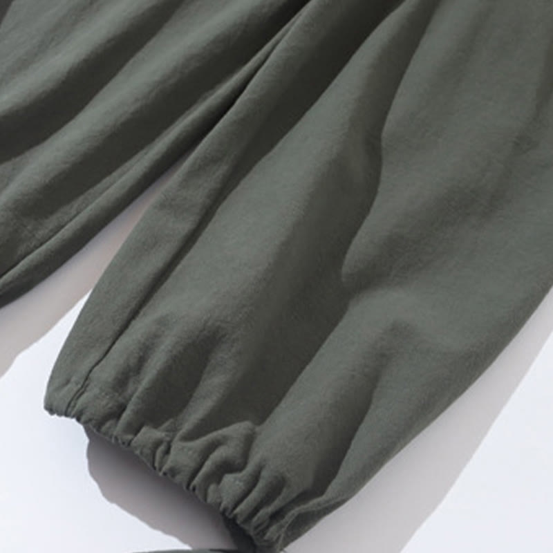 Buddha Stones 2Pcs Tang Suit Frog-Button Design Shirt Pants With Pockets Men's Cotton Linen Meditation Cloth Set - image 11