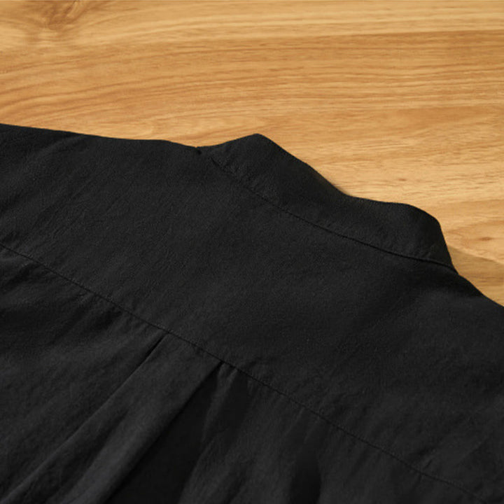 Buddha Stones Summer Solid Men's Half Button Short Sleeve Cotton Shirt - image 12