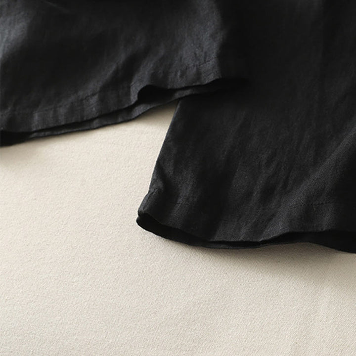 Buddha Stones Summer Daily Solid Color Elastic Waistband Design Women's Wide Leg Cotton Linen Pants With Pockets - image 25