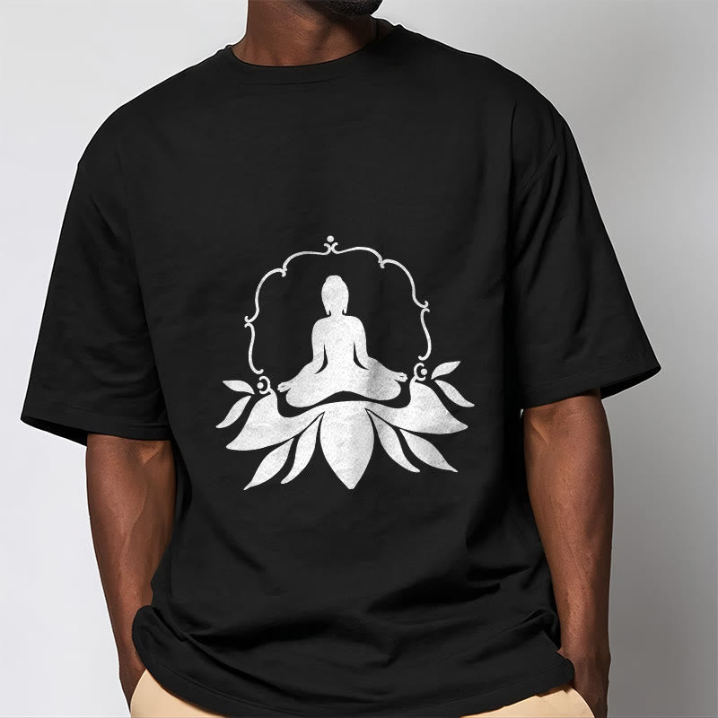 Buddha Stones Meditating Buddha Seated on Grass Tee T-shirt - image 1