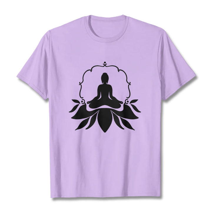 Buddha Stones Meditating Buddha Seated on Grass Tee T-shirt - Plum - 2XL - image 16