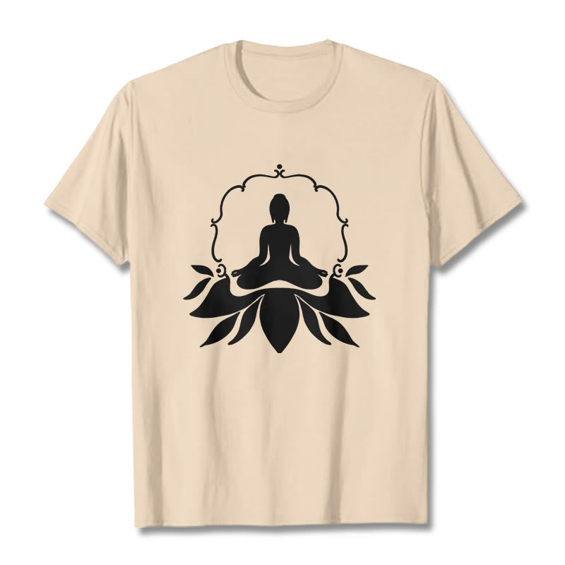 Buddha Stones Meditating Buddha Seated on Grass Tee T-shirt - Bisque - 2XL - image 8