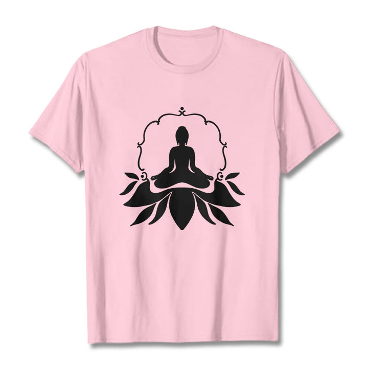 Buddha Stones Meditating Buddha Seated on Grass Tee T-shirt - LightPink - 2XL - image 12