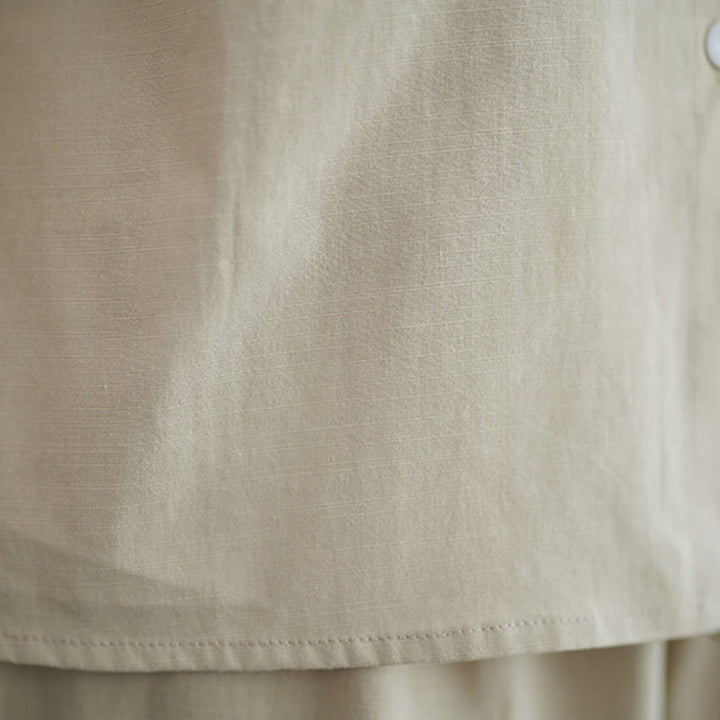 Buddha Stones 2Pcs Casual Solid Color Button Design Half Sleeve Shirt Wide Leg Pants With Pockets Cotton Zen Clothing Women's Set - image 25