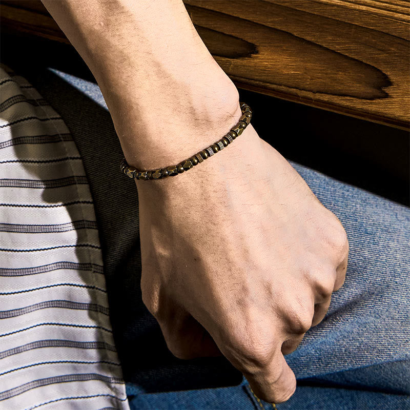 Buddha Stones Retro Distressed Irregular Design Copper Brass Luck Bracelet - image 4