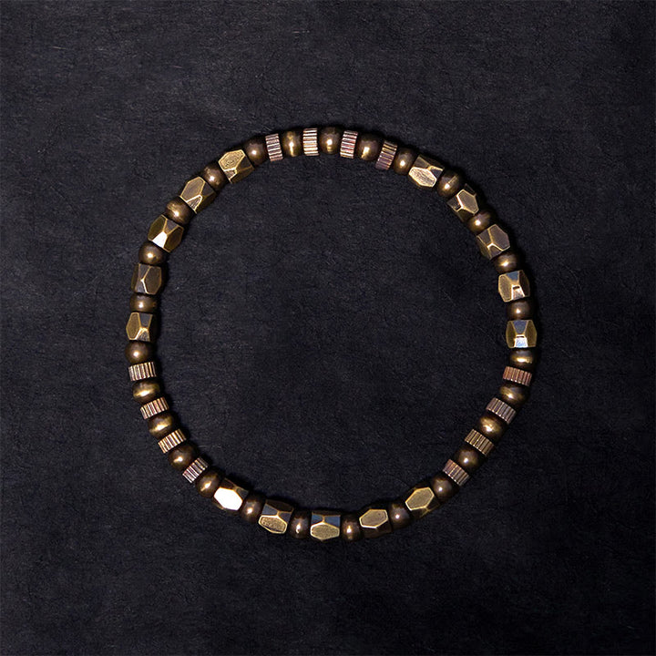 Buddha Stones Retro Distressed Irregular Design Copper Brass Luck Bracelet - image 1