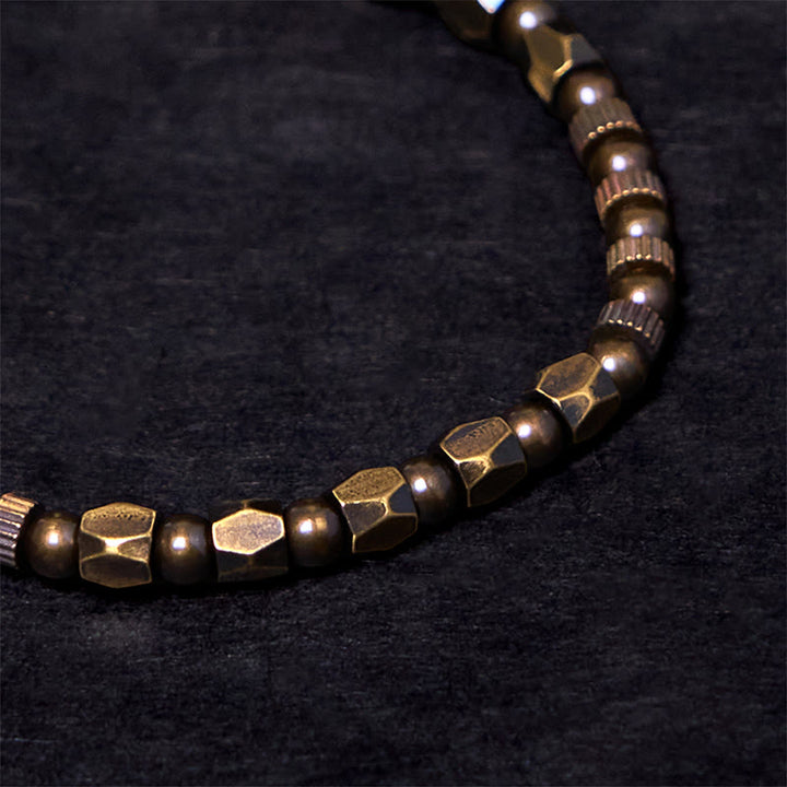 Buddha Stones Retro Distressed Irregular Design Copper Brass Luck Bracelet - image 2